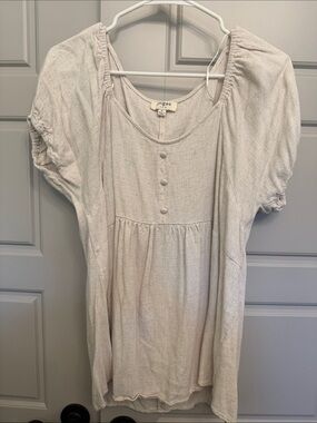 Umgee Cream Short Sleeve Peasant Tunic